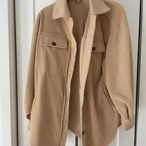 Bibi tan-colored, oversized fleece shacket, small